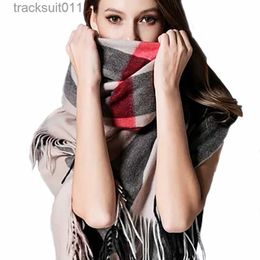 Women's Cape 2021Brand plaid womens scarf cashmere shawl winter warm plaid scarf cloak thick blanket fringed scarf holiday gift L230920