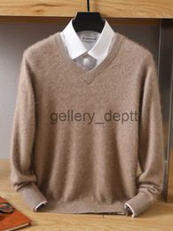 Men's Sweaters MVLYFLET 2023 NEW Men's 100% Mink Cashmere Sweater V-Neck Pullovers Knit Large Size Winter New Tops Long Sleeve High-End Jumpers J230920