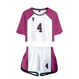 Anime Haikyuu Cosplay Costume Shiratorizawa Academy Ushijima Wakatoshi Tendo Satori Tracksuit Women Two Piece Set Top and Shorts323w