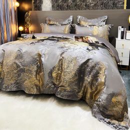 Bedding Sets 4pcs/6pcs European Luxury 80S Satin Cotton Set Jacquard Duvet Cover Sheet Pillowcases Cushion Covers Silky Comfortable