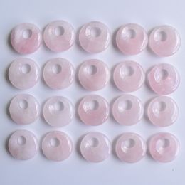 18mm Natural Stone Crystals Gogo Donut Charms Rose Quartz Pendants Beads for Jewellery Making Wholesale
