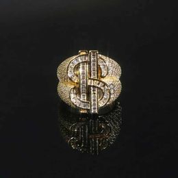 Band Rings Luxury Designer Finger Ring High Quality Paved Full Cz Stone Gold Silver Color Punk Styles Hip Hop Jewelry x0920