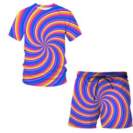 New Fashion Women/Mens Vortex Funny 3d Print T-Shirt / Jogger Shorts Casusal Tracksuit Sets S-7XL