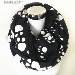 Women's Cape New Autumn Winter Dog paw print scarf Acrylic Cashmere Circle warm Scarf for women womens Snood Bejirog Scarves Wrap Hijab L230920