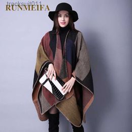 Women's Cape 2020 New Fashion Winter Warm Plaid Ponchos And Capes For Women Oversized Shawls Wraps Cashmere Pashmina Female Bufanda Mujer L230920