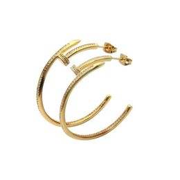 European and American luxury 18K gold Hoop earrings fashion personality nails diamond earrings for woman classic designer jewelry204A