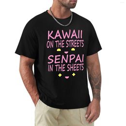 Men's Polos Kawaii On The Streets Senpai In Sheets Pink T-Shirt Hippie Clothes Plain Mens T Shirts Casual Stylish