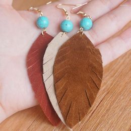 Dangle Earrings Cutout Fringe Tassel Genuine Leather Feather Leaf Drop For Women Lambskin Handmade Jewellery