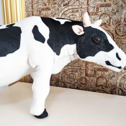 Plush Dolls Simulation White Black Milk Cow Children Plush Toy Birthday Gift 230919