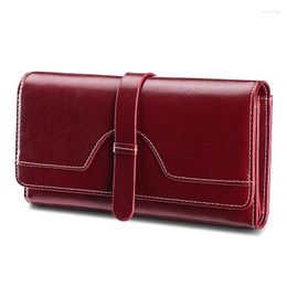 Wallets Women's High-grade Long Clutch Bag Oil Wax Leather Retro Multi-functional RFID Anti-theft Cash Clip