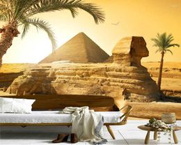 Wallpapers Papel De Parede Sphinx Egypt Pyramids In The Desert 3d Wallpaper Living Room Tv Sofa Wall Bedroom Restaurant Bar Mural