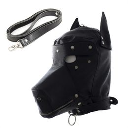 Costume Accessories Cosplay Leather PU Black Dog Masks Hoods Women Men Halloween Party Fetish Masks Sexy Role Play Costumes Accessories