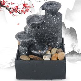 Decorative Objects Figurines Small fountain waterfall scene desktop feng shui indoor and outdoor portable fountain home living room 230920