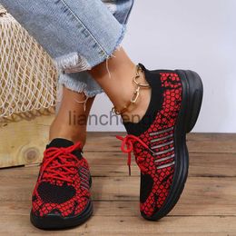 Dress Shoes Breathable Mesh Sneakers for Women Snake Pattern Lace Up Vulcanized Shoes Woman 2022 Comfty Non Slip Tenis Shoes 44 x0920