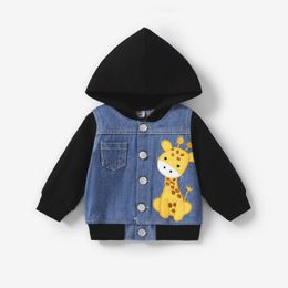 Jackets PatPat Baby Boy Fashionable Giraffe Animal Pattern Denim Jacket 230920