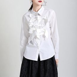 Women's Blouses Zhongchuang Rizhen French Small Details Design Shirt 2023 Autumn Season Silhouette Bow Stitching Women