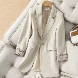 Cappotto giacca blazer da donna firmato Tide Brand Designer retrò Giacca da abito casual sottile in puro colore Un granello di fibbia Giacca da donna di lusso Slim Plus Size