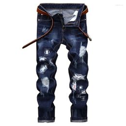 Men's Jeans Original Patch Embroidery Mens High Quality Fashion Designer Distressed Ripped Men Straight Slim Fit Denim Trousers