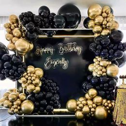 Other Event Party Supplies 1pcs Black Gold Balloon Garland Arch Kit Chrome Latex 30th 40th 50th Birthday Balloons Decorations 230919