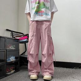 Men's Pants Black Cargo For Men Overalls Trousers Male Pink Autumn Loose Casual Streetwear Hip Hop Pocket Oversize Straight