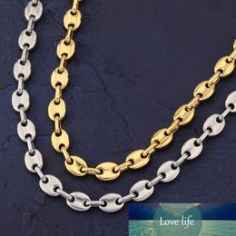 Mens Hip Hop Button Chain Necklace Coffee Bean Chain Jewellery 8mm 18inch 22inch Gold Link for Men Women Statement Necklace Gift237p