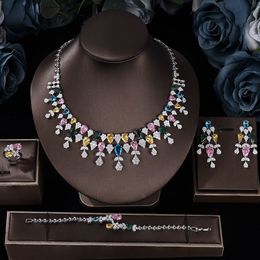 Zestawy biżuterii ślubnej 2023 Moda 4 -częściowa Cyrronia Bridal Cyrronia Pełna impreza kobiet luksus Dubaj Nigeria Crystal 230920