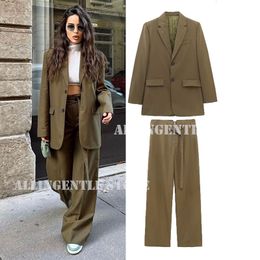 Womens Suits Blazers Classic Style Office Lady Outfits 2 Pieces Single Breasted Blazer Jacket Full Length Wide Leg Pants Custom Made 230920