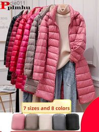 Women's Down Parkas Oversized 5xl Long Down Coats Lightweight White Duck Down Hat Detachable Hooded Jacket Casual Parkas Korean Slim Jaqueta Puffer L230920