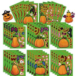 Halloween Toys 816Sheets Pumpkin Puzzle Stickers Make a Face Kids Toy Funny Assemble Jigsaw DIY Game Boys Girls Children Party Favor 230919