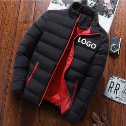 Men's Jackets Custom Your Logo Winter Jacket Stand Collar Warm Down Street Fashion Casual Parka Coat