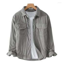 Men's Casual Shirts Mens Corduroy Jacket Classic Solid Long Sleeve Button Down Shirt Chest Pocket Shacket