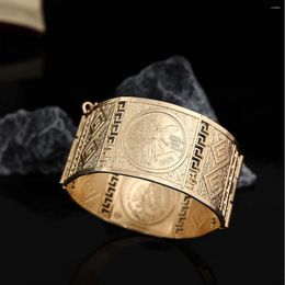 Bangle Gold Plated Algerian Bangles Side Open Women's Coin Angel Slim Bracelets Luxury Arab Wedding Jewelry