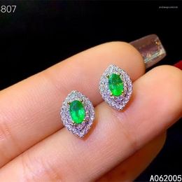 Stud Earrings KJJEAXCMY Fine Jewellery 925 Sterling Silver Inlaid Natural Emerald Female Ear Studs Trendy Support Test With Box