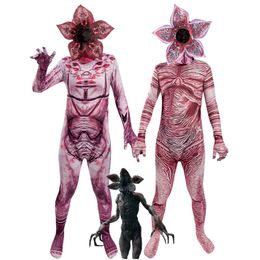 Costumi Catsuit TV Stranger Things Demogorgon Costume Cosplay Adulti Bambini Horror Mostro Stampa Tute Uomo Donna Vestito di Carnevale di Halloween