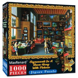 Boxes Storage 1000 Pieces Jigsaw Puzzle for Adult Game Oil Painting Collection Cognoscenti in A Room Hung with Pictures Home Wall Decoration 230920