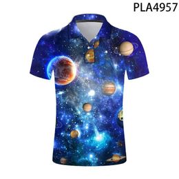 Men's Polos Men Shirts Streetwear Summer Short Sleeve 3D Printed Polo Homme Colourful Universe Starry Sky Casual Fashion Camisas Ropa