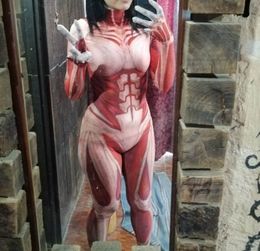 Catsuit Costumes Annie Leonhardt Girl Titan Hallowee Costumes 3D Print Attack on Titan Halloween Female/Male Zentai Catsuit Girls Bodysuit