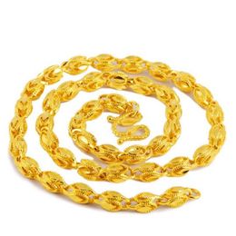 Men Sand surface pure brass plated 14k gold fire sand gold necklace Vietnam Shakin230O