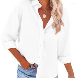 Women's Blouses Spring Autumn Linen Woman Shirt Long Sleeve Tee Top Solid Blouse Casual Camisas Womens Tops