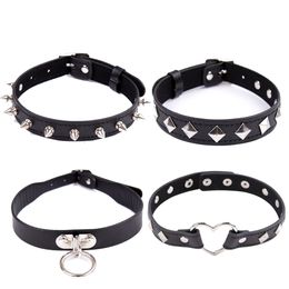 Costume Accessories Unisex Punk Metal Buckle Rivet Black PU Collar Sexy Neckband Hip Hop Role Play Fetish Collar Cosplay Costumes Party Adult Choker
