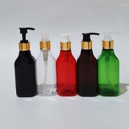 Storage Bottles 200ML Gold Aluminium Collar Lotion Pump Plastic Shampoo Shower Gel Container PET Bottle 200cc Capacity