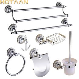 Bath Accessory Set Luxury Towel Rack Wall Mounted Bathroom Accessories Set Ceramic Stainless Steel Bath Hardware Sets Chrome Toilet Brush Holder 230920