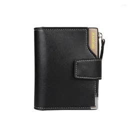 Wallets Solid Colour Simple Large Capacity Men's Wallet Retro Documents Zipper Card Bag Multi-function Three-fold Small Coin Purse