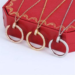 Stainless steel Fashion classic nail Pendant Necklaces C-shaped men and women couples party diamond Jewellery to send lover does not260P