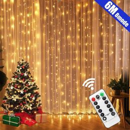 Other Event Party Supplies 4M 6M LED String Lights Curtain Icicle Garland USB Christmas Indoor Outdoor Fairy Wedding Lighting Home Garden Decor 230919