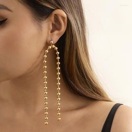 Stud Earrings Punk Style Beaded Ball Chain Metal Long For Women Trendy Vintage Statement Party Jewelry Gold Color XRN027