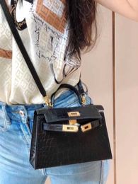 A Kaily Luxury Bag High end quality second generation bag mini crocodile pattern top layer cowhide single shoulder cross body handbag for women 6TEP