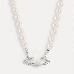 Western west Queen with the same wood star vivi pearl necklace European and American fashion INS1 1 brass plated clavicle women2419