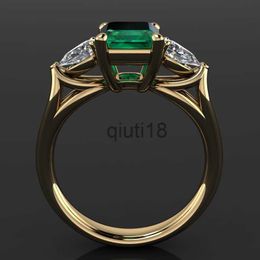 Band Rings Wedding Rings 14k Gold Jewelry Green Emerald Ring for Women Bague Diamant Bizuteria Anillos De Pure Gemstone Females 230712 x0920