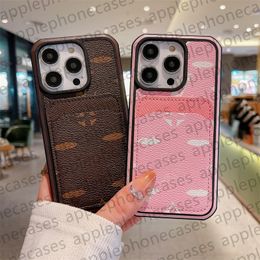 Phone Case Card Holder for apple iPhone 15 Pro Max 14 Pro Max 13 12 11 Pro XSMax X XS XR 7 8 Plus 14Plus Designer iPhone Case Luxury Brand Leather Flower Mobile Cover